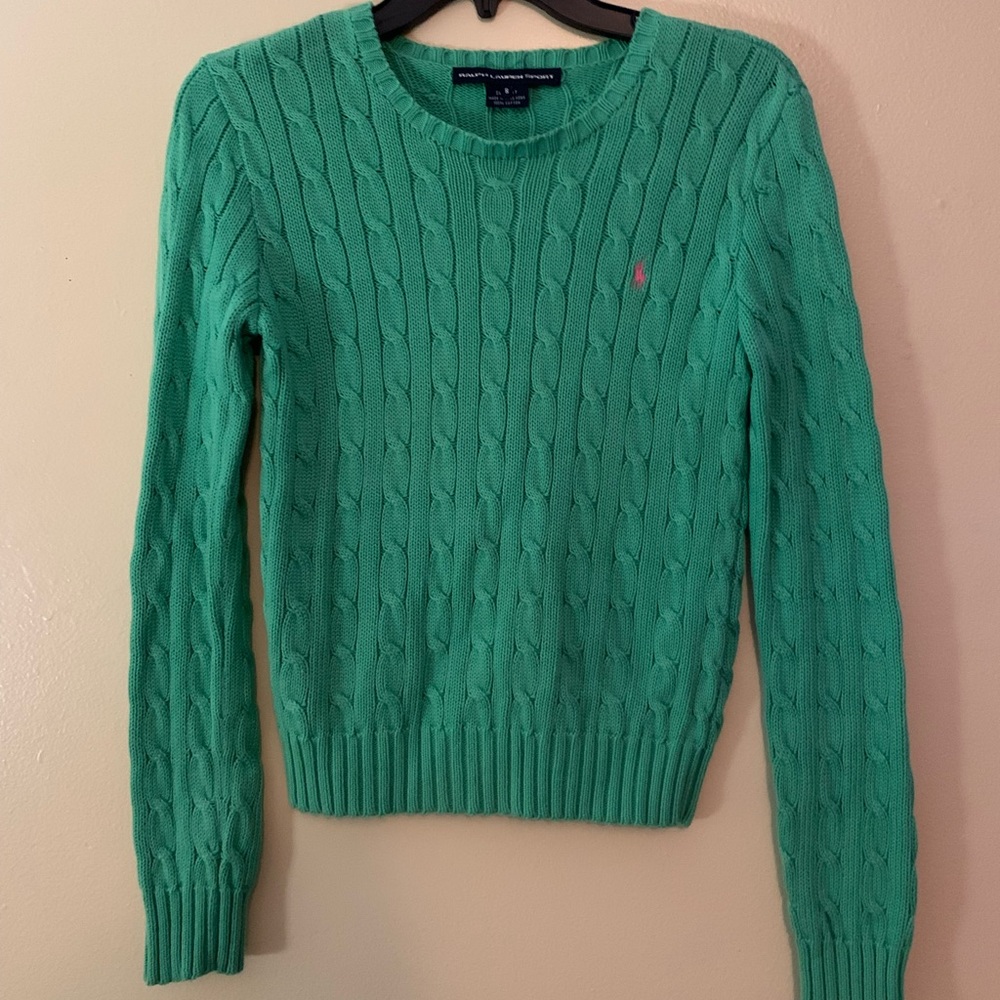 Small Ralph Lauren Sport Green Cableknit Sweater